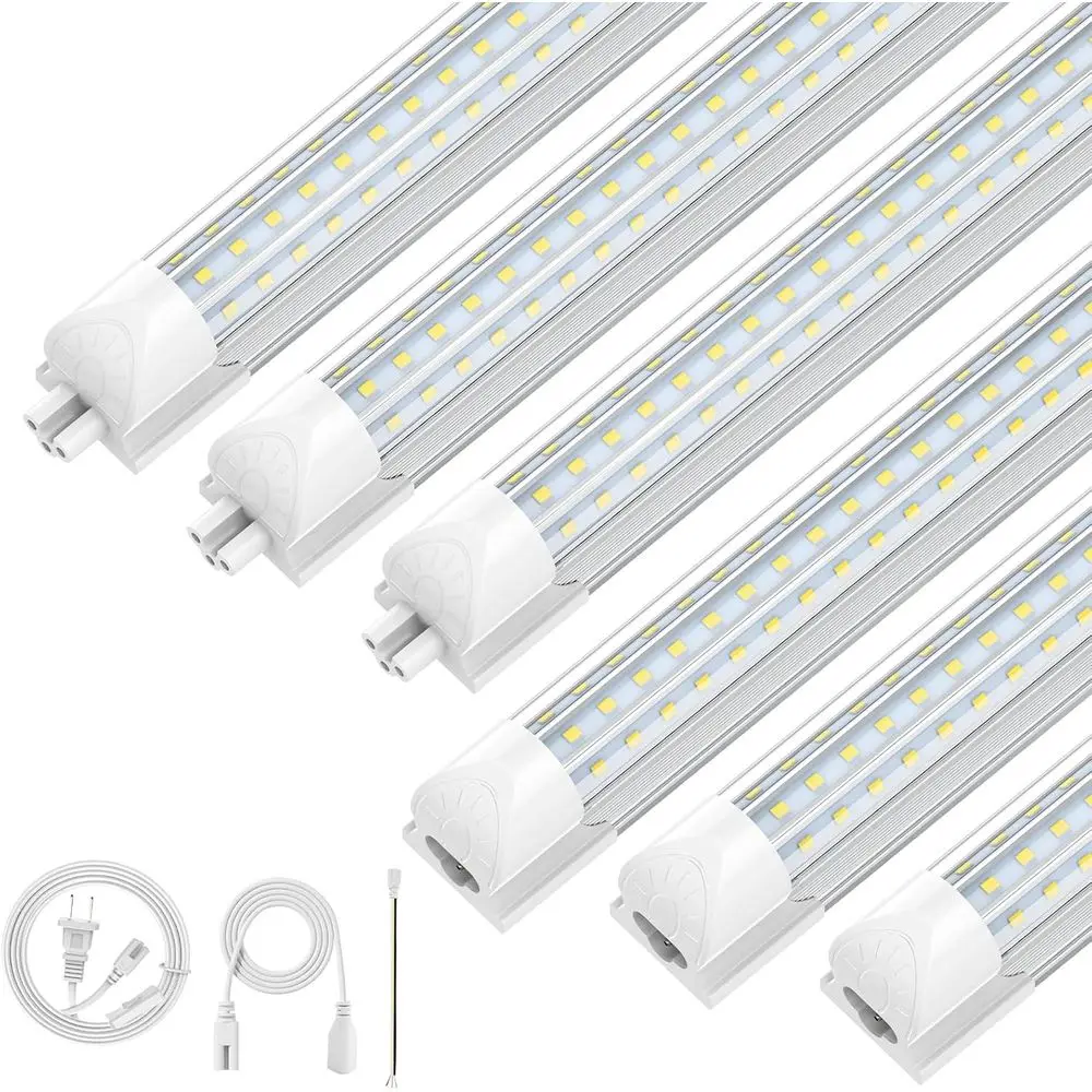 CNSUNWAY Led Shop Lights, 4T LED Light 50W 7500LM 6500K Daylight White, D Shape Garage Light, Linkable Clear Cover T8 Integrated