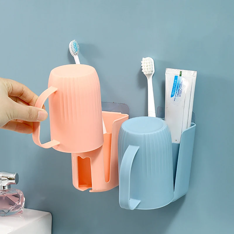 Toothbrush Holder Wall Mounted Mouth Toothpaste Dispenser Quick Draining Storage Squeezer Rack Bathroom Toothbrush Holder