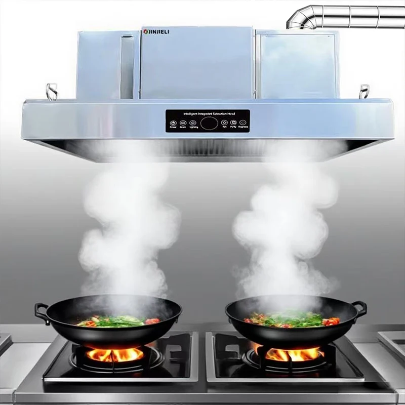 Factory Customized 1.5-meter Stainless Steel Smart Range Hood CE Certified for Restaurant Kitchen Smoke Exhaust