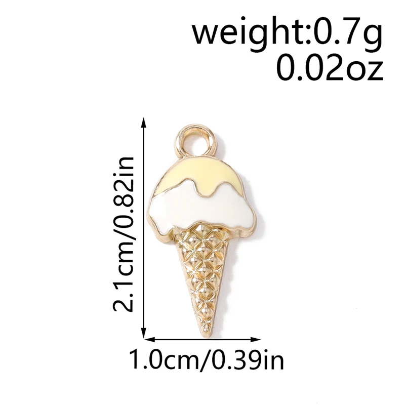 10 Stück Gemischte Niedliche Emaille Sommer-Eiscreme-Anhänger für Schmuckherstellung, Ohrringe, Halsketten, Armbänder, DIY-Bastelzubehör – Detail 10