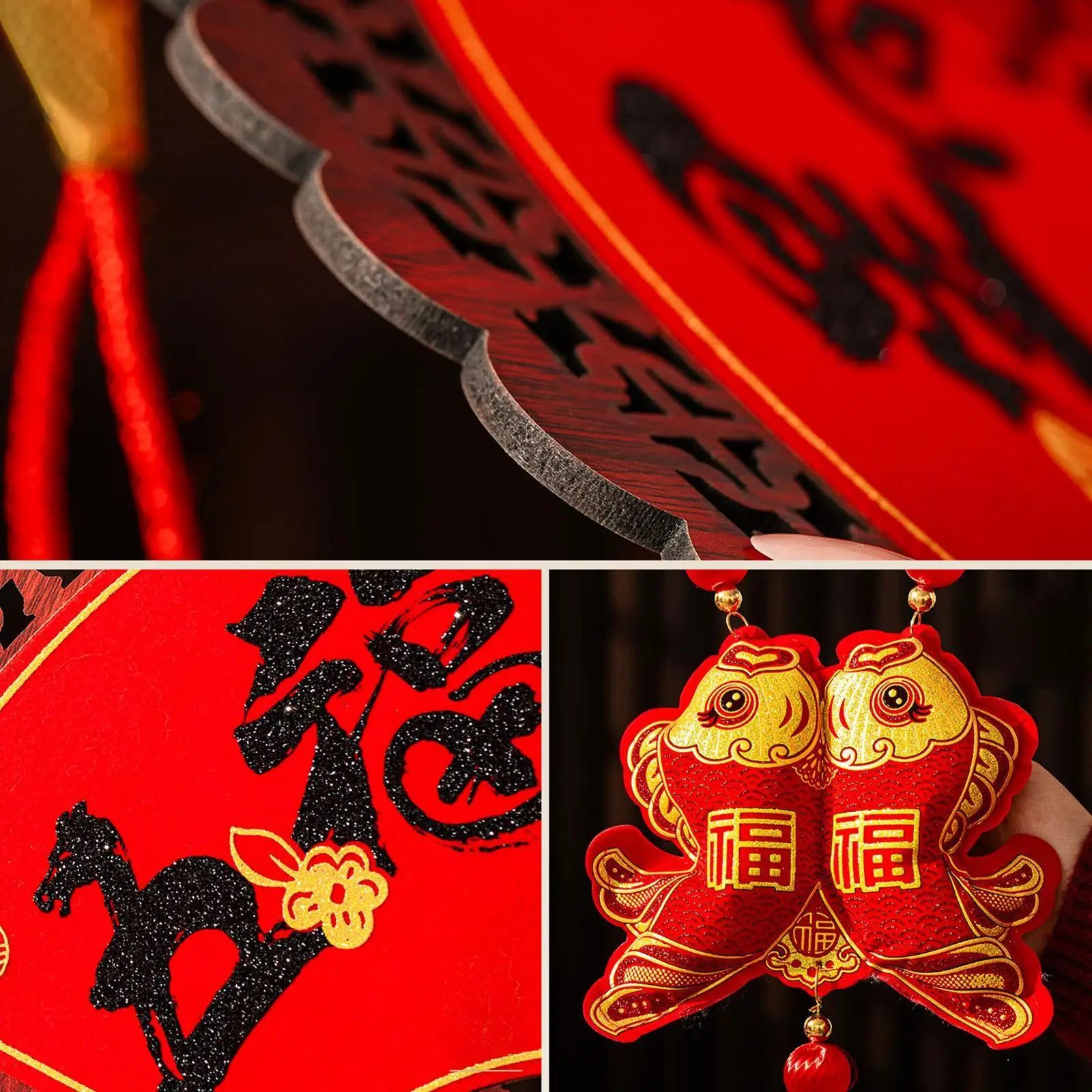 

Home Office Holiday Celebration Wall Decor Wood Pendant for Lunar New Year Spring Festival Entryway Sign