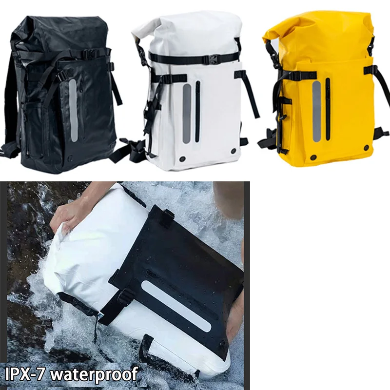 30L Diving Backpack Dry Bag IPX7 Roll-Top Closure Fishing Bag Double Layer Rucksack Outdoor Sport Dry Backpack Racket backpack