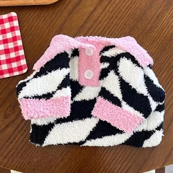 Fashion Black and White Plaid Dog Clothes New Pet Knitted Jumper Teddy Winter Warm Clothes Puppy Cat Soft Two Feet Clothes
