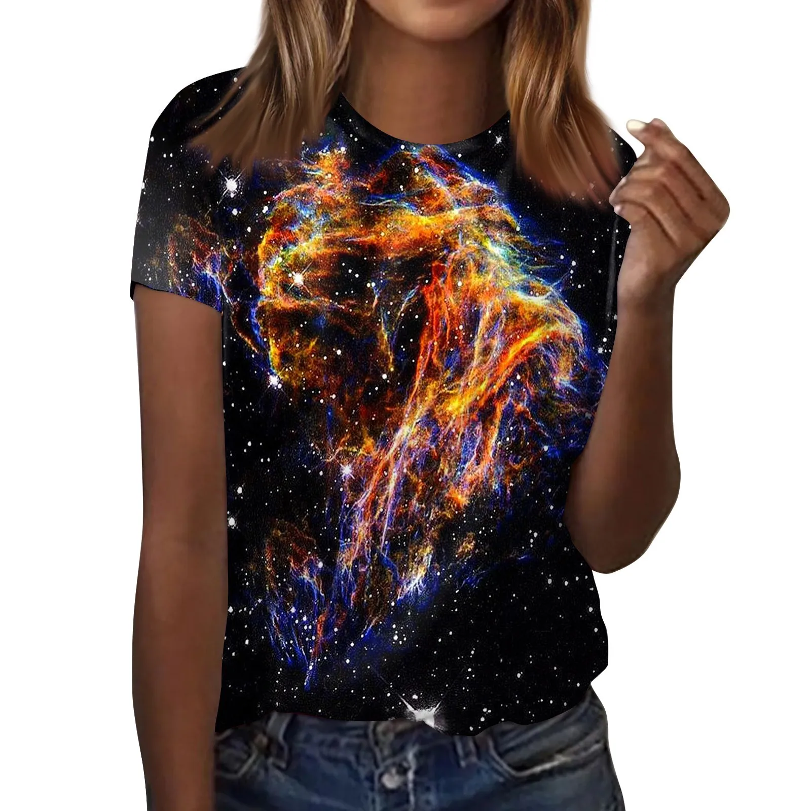 2024 Summer Galaxy t shirt women Space 3d Printing T-Shirt Universe Short Sleeve Print Tshirts Funny Casual Tops O-Neck