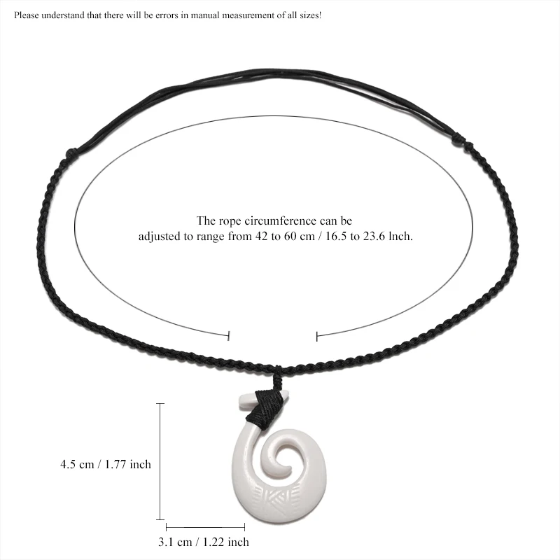 GX049 New Zealand Maori Primitive tribes jewelry handmade-carved Fish Hook Choker yak bone pendant necklace for surfing