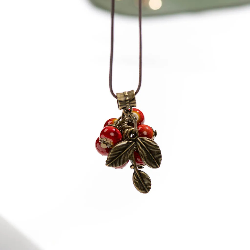 Bohemian Vintage Handmade Leaf Necklace Ceramic Beads Pendant Bulk Goods Wholesale  choker 2X337