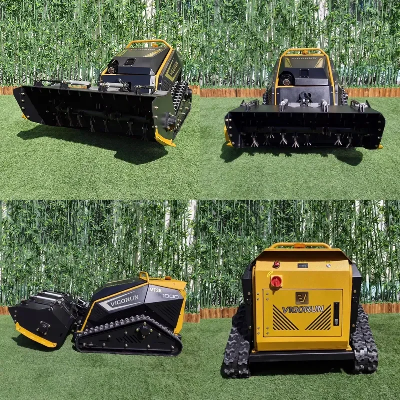RC Tracked Mulcher Mower 1000mm Cut 35 Degree Slope Flail Hammer Wood Shredder for Forest Path Trail