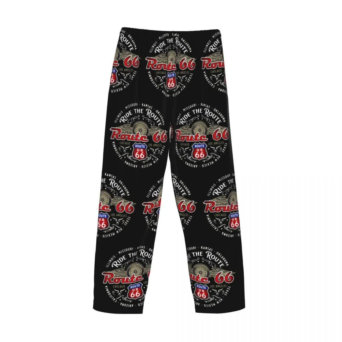 Custom Ride The Route 66 Biker Cruise Pyjamahose Herren The Mother Road Lounge Sleep Stretch-Nachtwäschehose mit Taschen