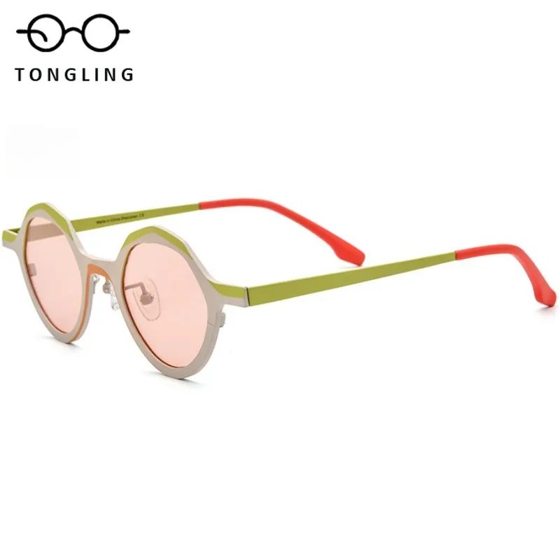 

2025 High quality multi-color pure titanium personality men and women fashion sunglasses polygon fashion driving glasses