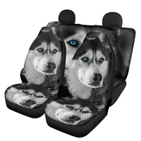 Car Seat Cover 3D Animal Husky Pattern Full Set Universal Fit Most of Sedan Seat Covers Slip-Resistant Easy to Install Decor