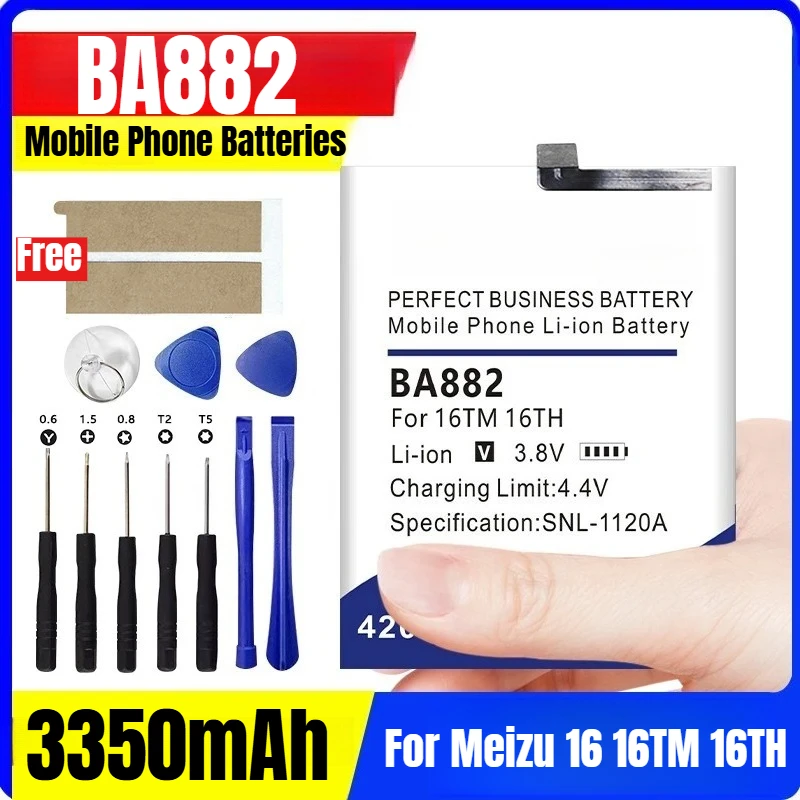 

100% New BA882 3350mAh Mobile Phone Batteries for Meizu 16 16TM 16TH + Tools