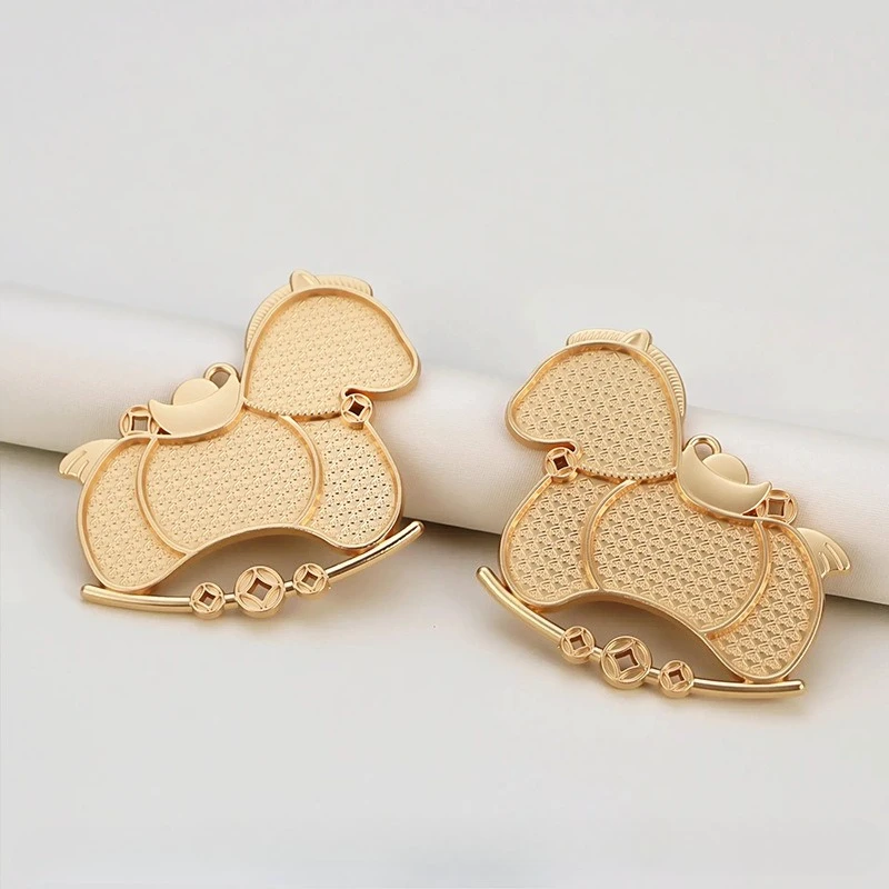 WZNB 2pcs Zinc Alloy Horse Charms Pendant Color-retaining  DIY Double-sided Design with Cover Base Jewelry Accessories