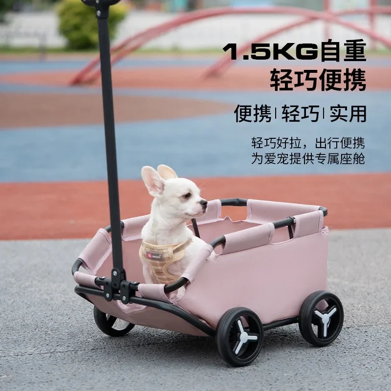 1 Small dog dog pet trolley going out pull rod trailer folding walking dog walking magic fight lighter than bear carrying