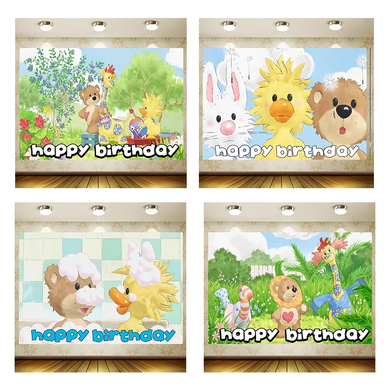 Suzi Zoo Cute Theme Birthday Party Supplies Banner Kid Cartoon Decoration Background Photography backdrop