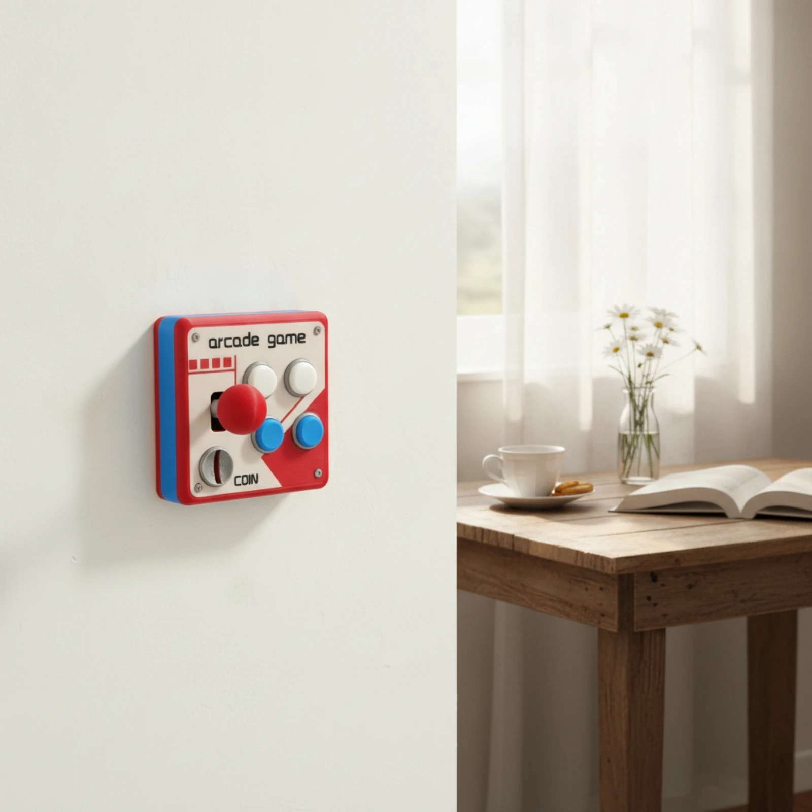 Switch Cover with Joystick Retro Arcade Switch Panel Push-Button Wall Plate Decorative Arcade Button Wall Plate Fun for Gamers