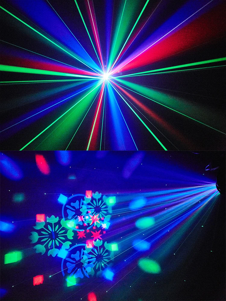 مصباح LED صغير Gobo برأس متحرك وجهاز تحكم عن بعد وأضواء ليزر شعاع ملون معدات إضاءة مسرح DJ المحمولة لحفلات الديسكو