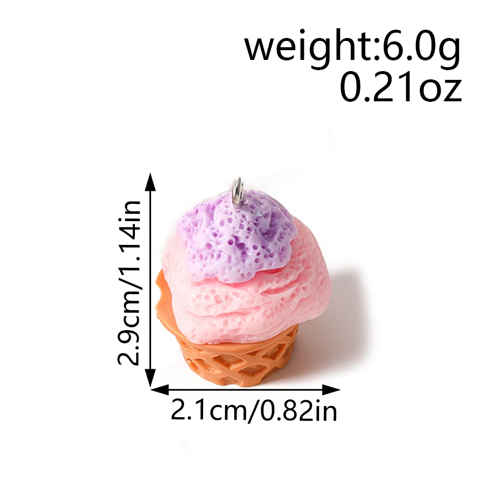 Leslie 5 Stück Niedliche Cartoon 3D Kreative Eiscreme-Anhänger für Ohrringe Handgemachte DIY Lustige Lebensmittel-Anhänger Schmuckherstellung Bastelzubehör – Detail 4