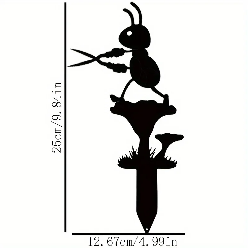 Metal Rustic Country Ant Silhouette Garden Stake, Freestanding Metal Insect Sculpture,Iron Yard Art for Outdoor Home Decor
