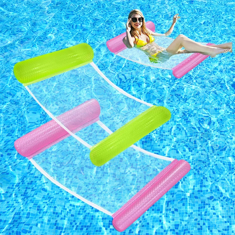 1PC หนา PVC Inflatable สีทึบแขวนเตียงประกายลอยสําหรับสระว่ายน้ําชายหาดฤดูร้อน Party Foldable98