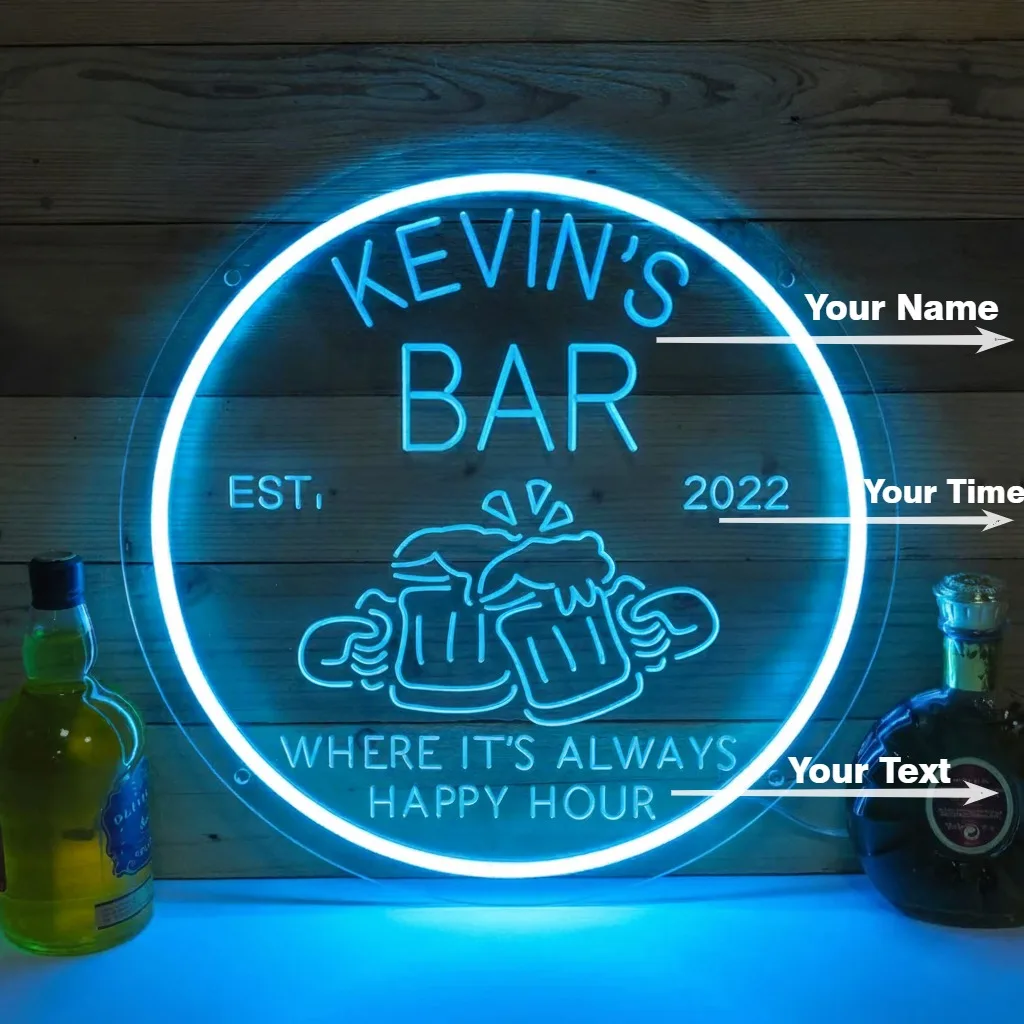 Benutzerdefiniertes Bar-Neonschild – personalisiertes LED-Licht, individueller Text für Zuhause, Bar, Kneipe, Männerhöhle, Party-Dekoration, einfach zu installieren, energiesparend