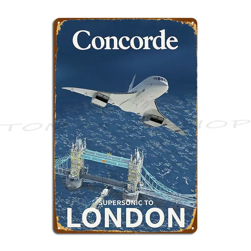 Concorde To London Supersonic Metal Plaque Vintage Club Party Wall Decor Customize Tin Sign Poster