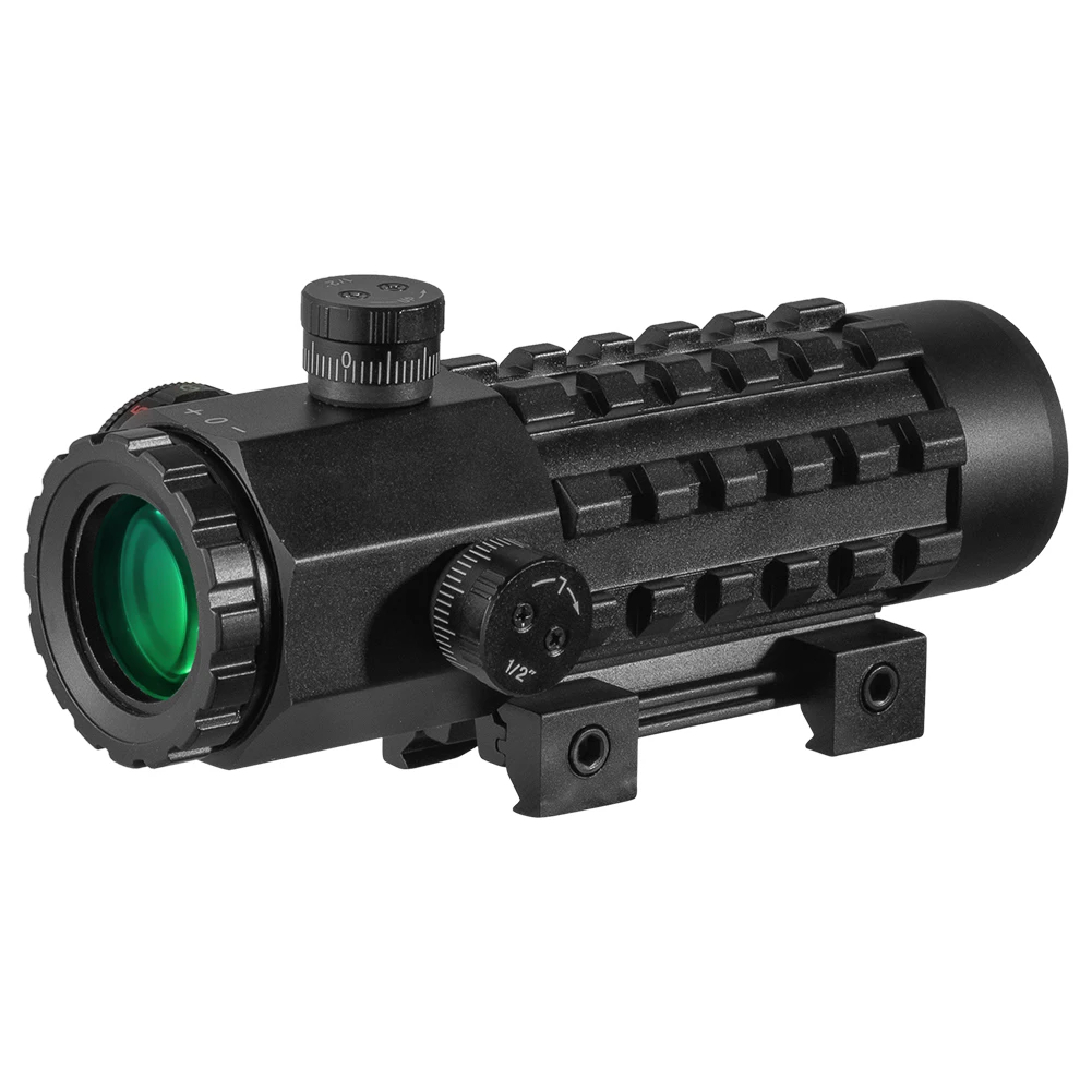 Imagem -02 - Lobo de Fogo 3x28 Tático Caça Rifle Óptico Escopo Verde Vermelho Ponto Cruz Universal 11 20 mm Ferroviário Rifle Holográfico Escopo