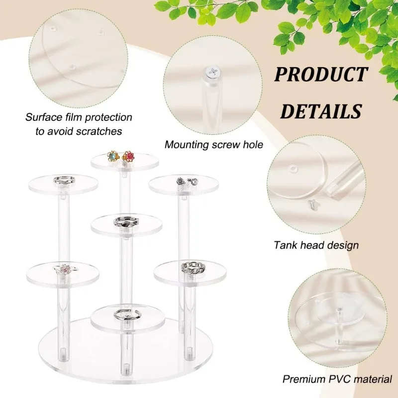 Round Acrylic Display Stand 7 Tier 2.36 inch Clear Acrylic Display Shelf(Come with Screwdriver) Risers