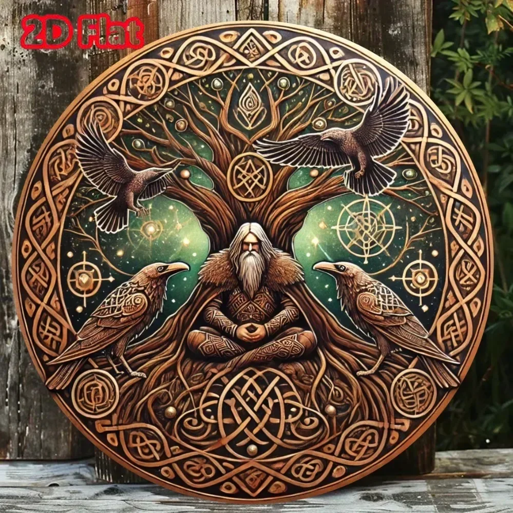 Flat Decorative Sign for Bar, Perfect Easter Gift, Norse Mythology Decor, Tree Of Life Wall Decor, Detailed Craftsmanship