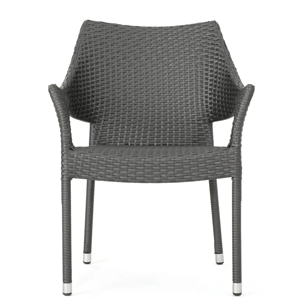 

Choice Products Set of 2 Stackable Outdoor Wicker Dining Chairs All-Weather Firepit Armchair W/Armrests Garden Furniture