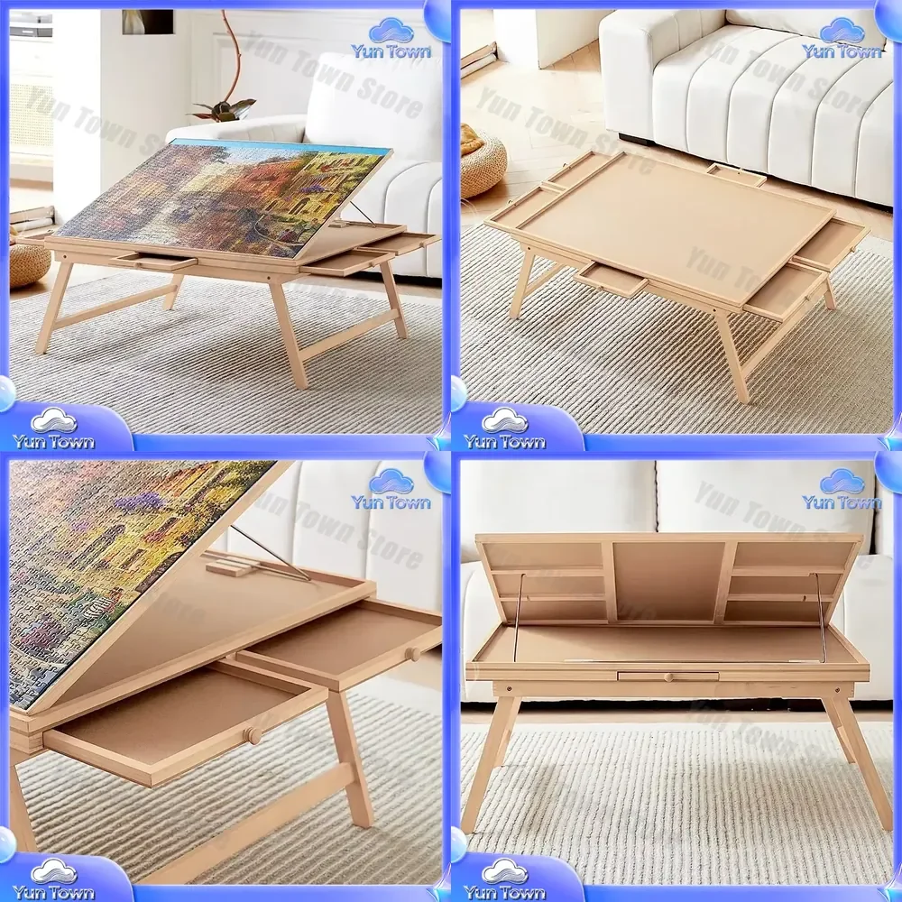 For Wooden Puzzle Table 6 Drawer Classification Storage Folding Table for Jigsaw Puzzles 1500 Pieces Puzzle Organizer Table
