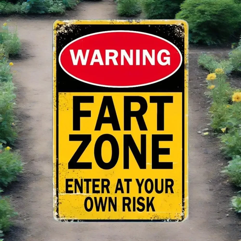

2D Flat ，Retro Fart Zone Tin Sign Waterproof • Humorous • Easy-Hang Home/Bathroom/Bar Decor