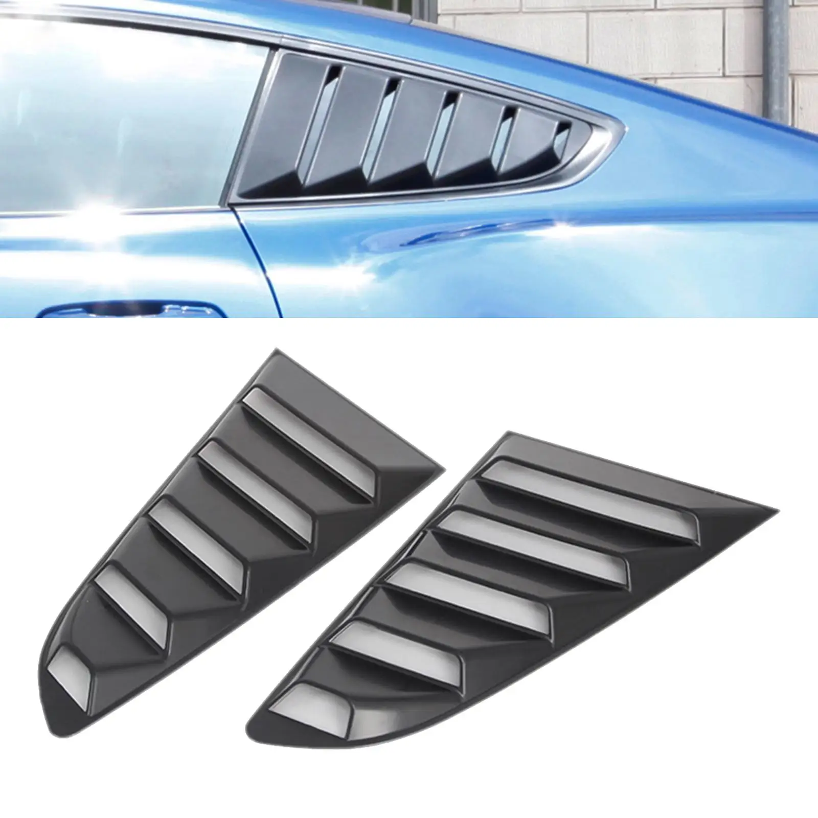 Persianas Laterais Traseiras Pretas em Plástico ABS para Mustang Fastback 2015-2021, Acessórios para Carro