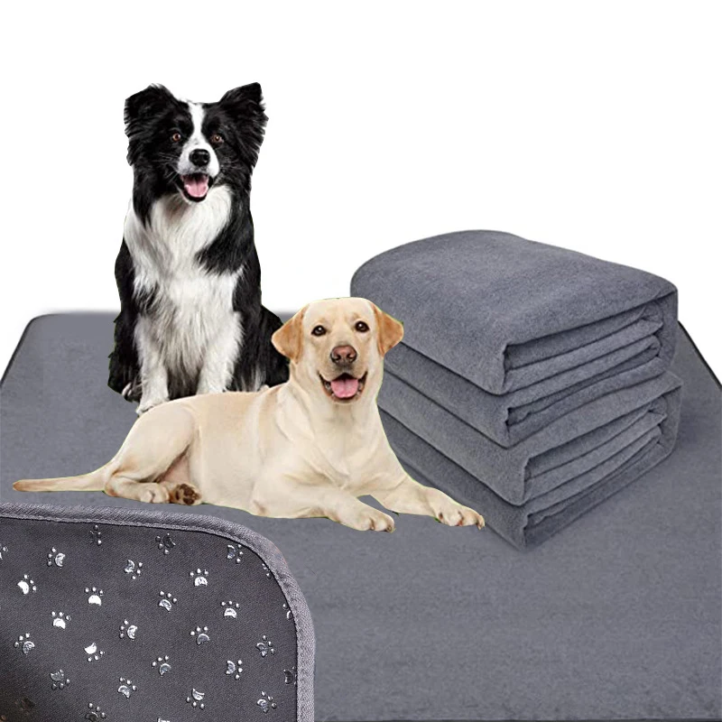 Dog Pee Pad Blanket Waterproof Reusable Dog Paw Prints Fast Absorbing Dog Bed Mats Extra Large Pad Rug for Pet Sleep Soft