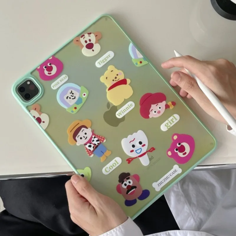 

Cute Toy Story Winnie Pooh Lotso Cartoon Clear Acrylic Tablet Case for iPad 10th Gen 10.9in A16 A19 2025 2026 Shockproof Cover