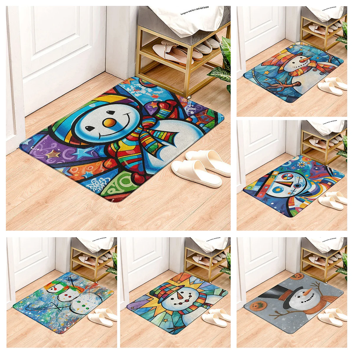 House entrance carpet Home door mat Living Room Bath Foot bathroom non-slip water absorption rugs bath Merry Christmas winter