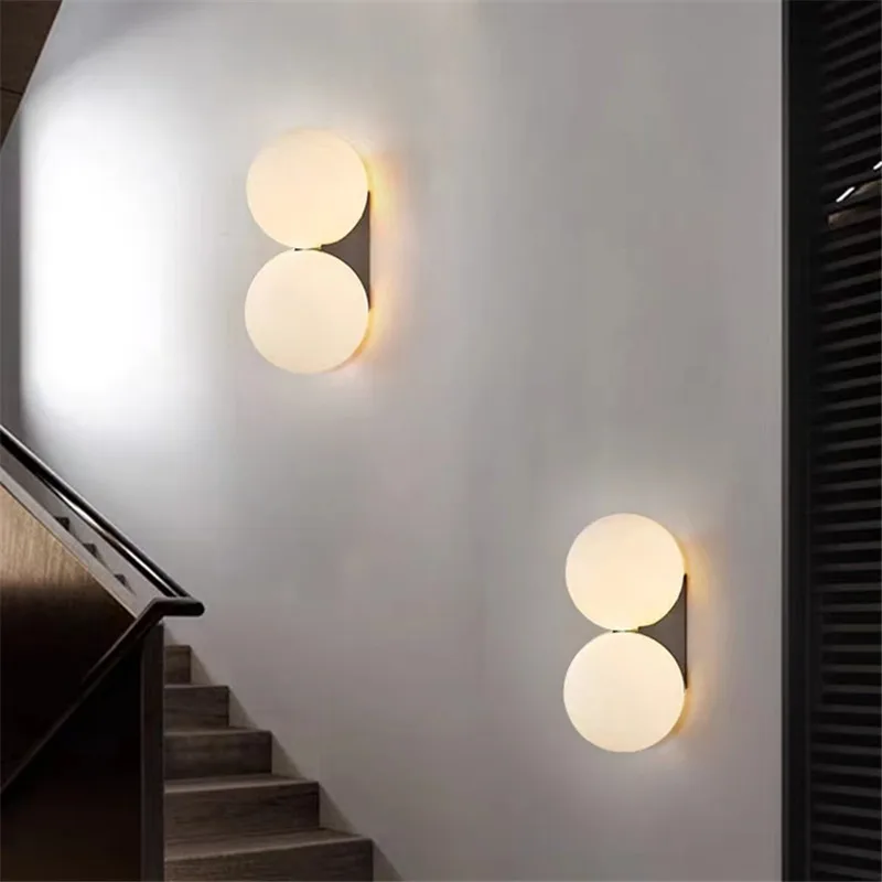 nordic up and down wall light designer decoracao simples lampada de bola de vidro escadaria corredor cabeceira banheiro luzes do quarto 01