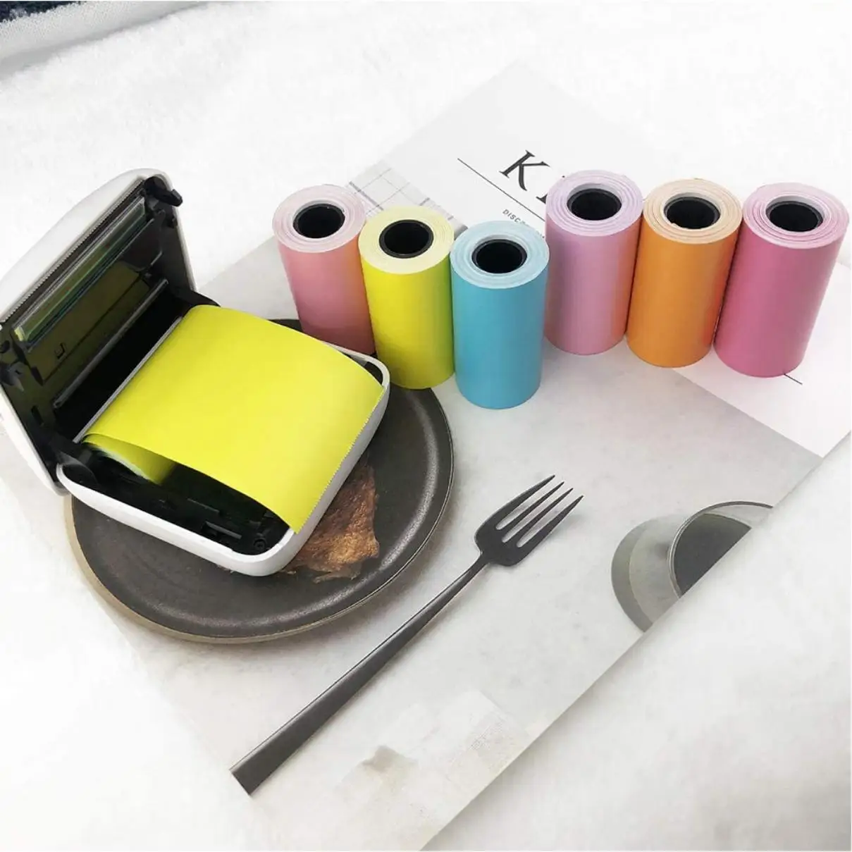 6 Color Sticker Thermal Paper Roll 57mm for Mini Portable Printer Label Receipt Photo Paper Safe Free BPA Smooth Printing