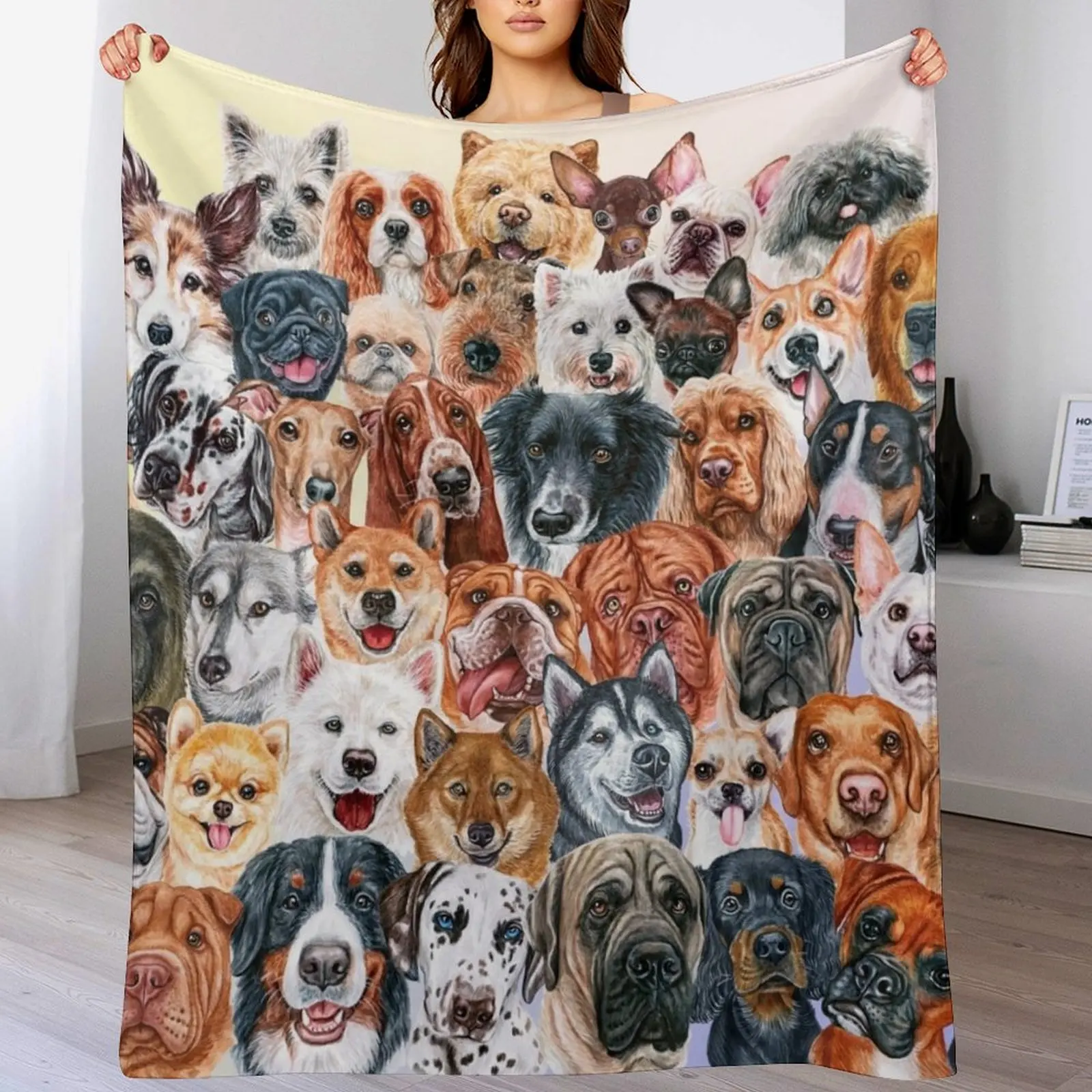 

Beautiful Collage of Dogs, so many painted beautiful faces, dogs are the best! Throw Blanket Warm Thins Luxury Throw Blankets