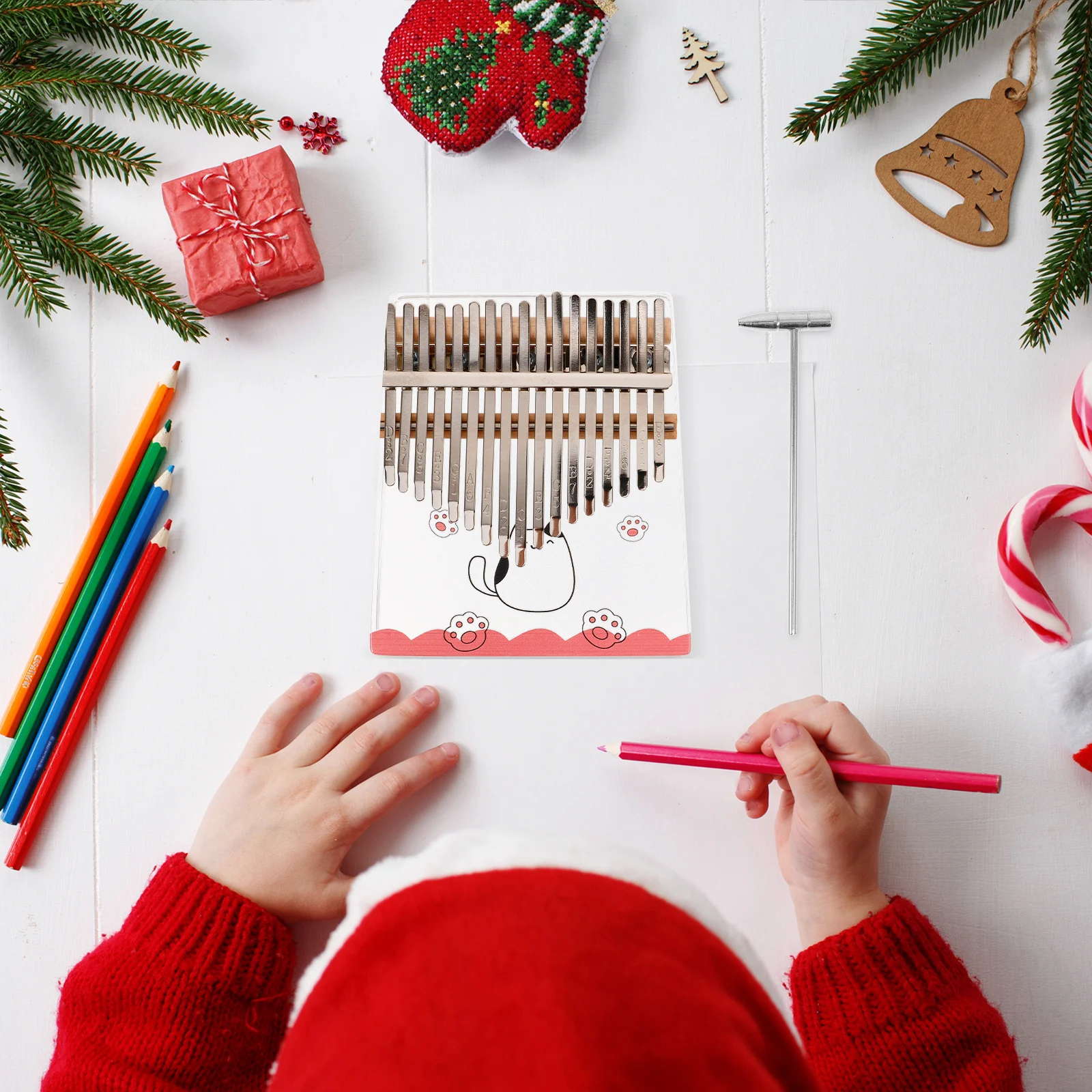 17-مفتاح كاليمبا الإبهام البيانو الشفاف الاكريليك نمط الرسوم المتحركة الصغيرة المحمولة آلة موسيقية المبتدئين ودية اليد البيانو #3