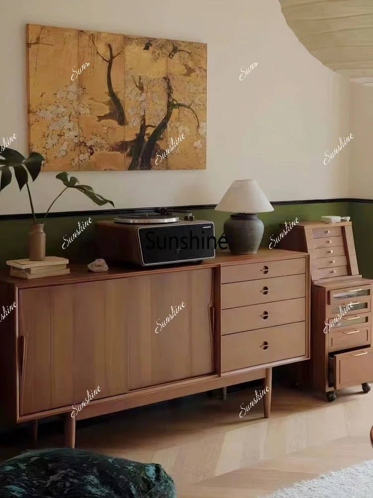 Nordic solid wood medium antique dining side cabinet modern simple tea cabinet multi-functional solid wood storage side cabinet