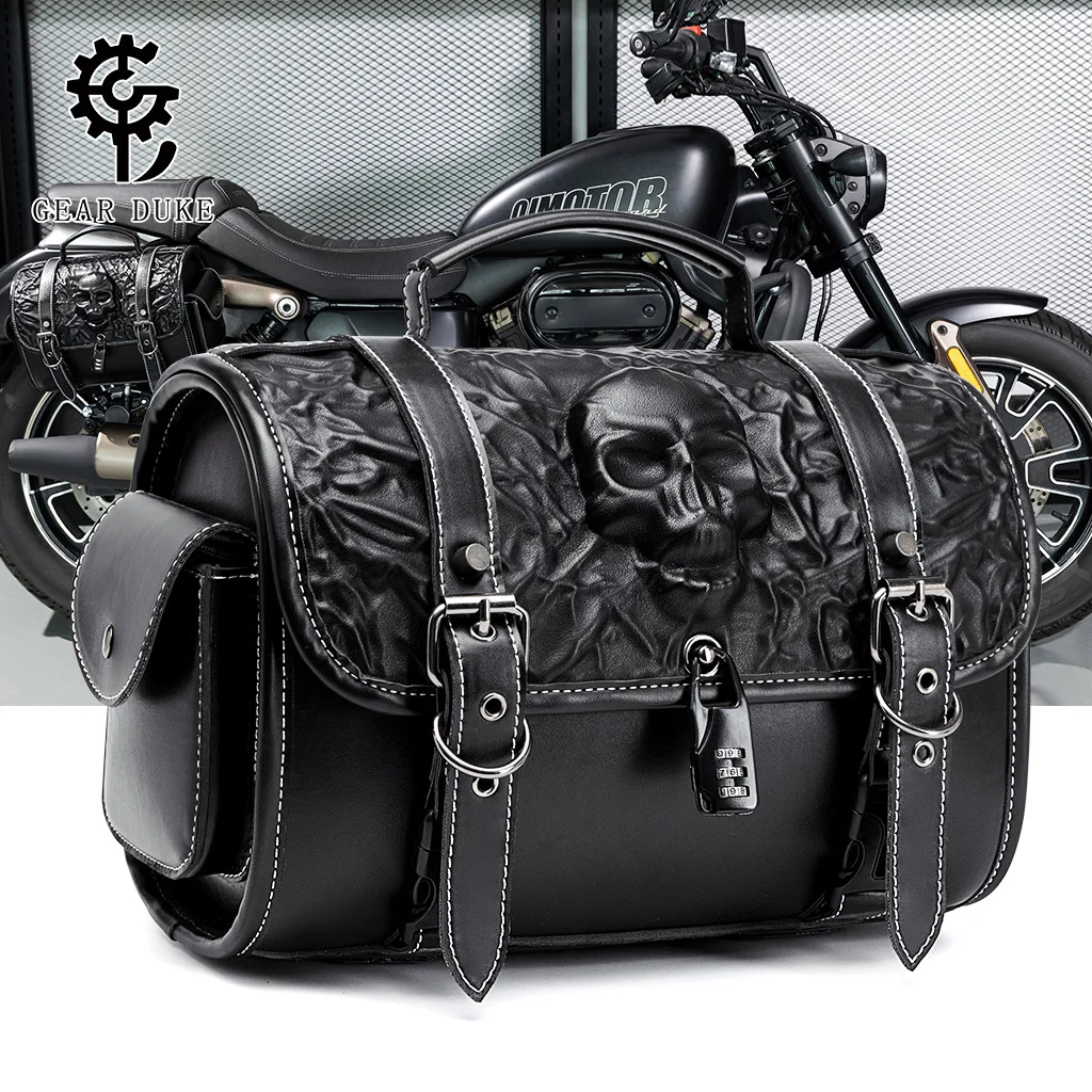 

Niche design PU waterproof anti-theft punk style motorcycle side bag Harley Prince cruise modification equipment