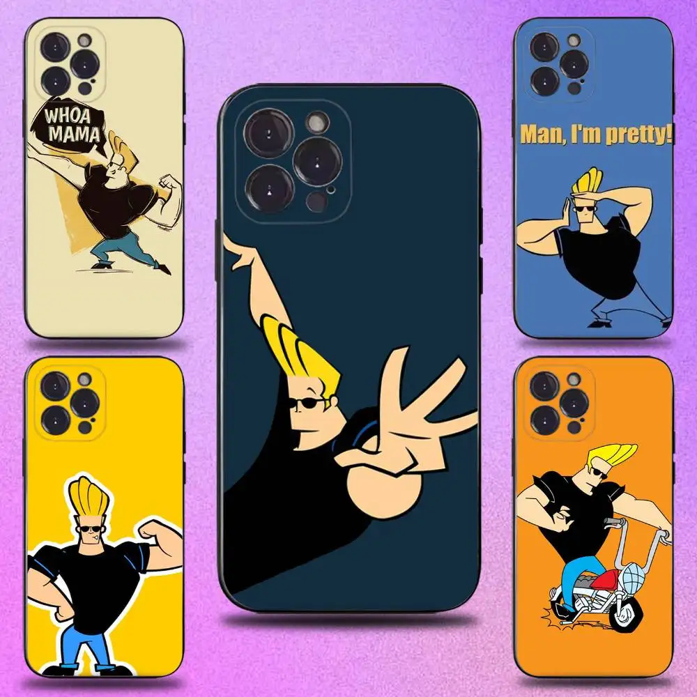 

Johnny Bravo anime Phone Case For iPhone 16,15,14,13,12,11 Plus,Pro Max,XS,X,XR,SE,Mini,8,7,Soft Silicone Black Cover