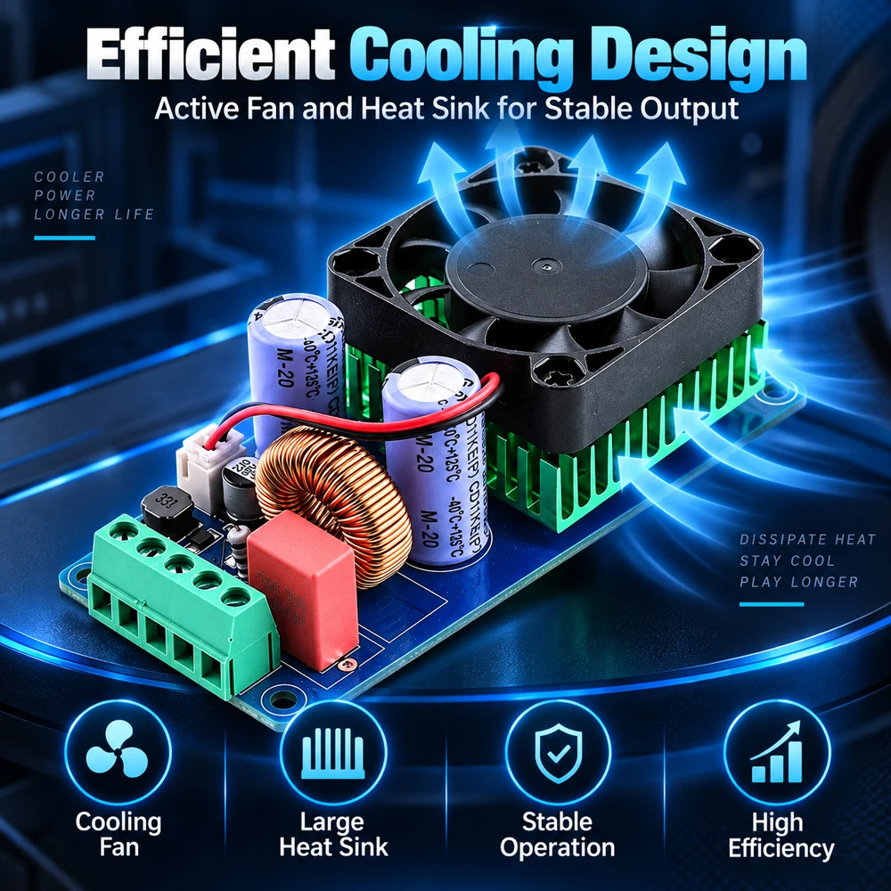 IRS2092S 500W Mono Class D Power Amplifier Board High Power HiFi Audio Amp Module for Subwoofer Home Theater DIY Speaker