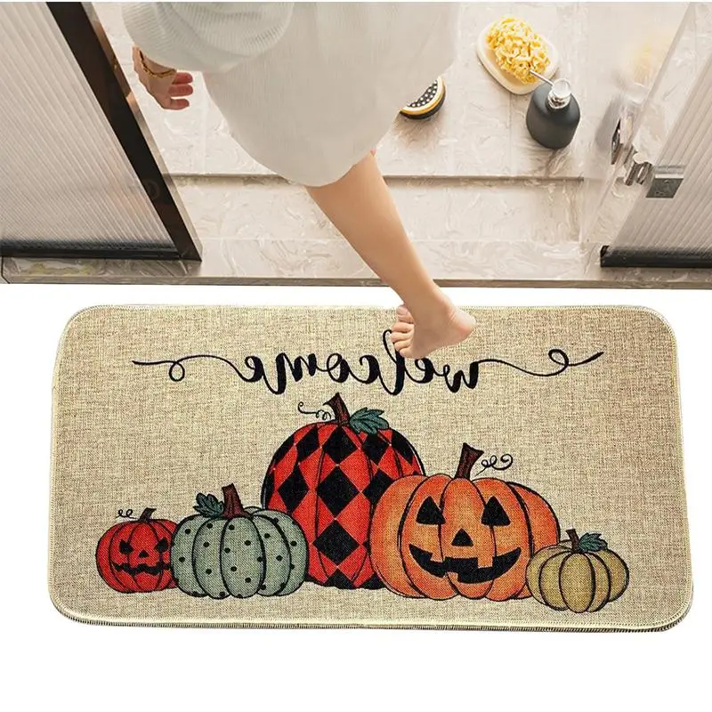 halloween theme pumpkin lattice carpet doorway doormat 19x30 inches Rug Easy to clean living room bathroom carpet Home Decorat