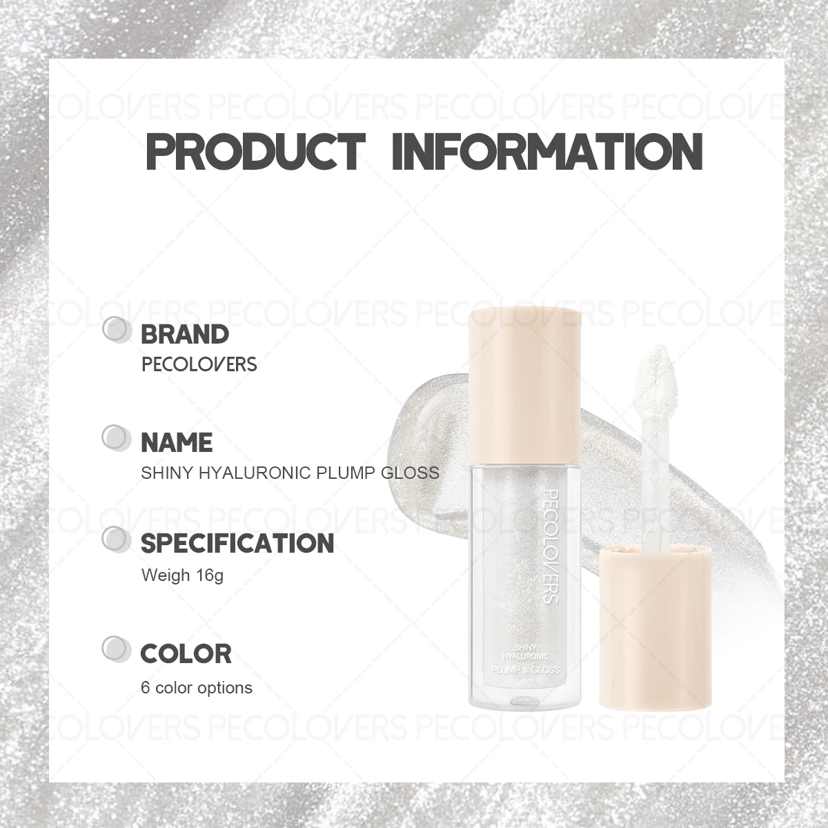 Moisturizing Lip Gloss, Sparkling Lip Gel, Sweat-Proof Lip Lacquer, Date Night Beauty