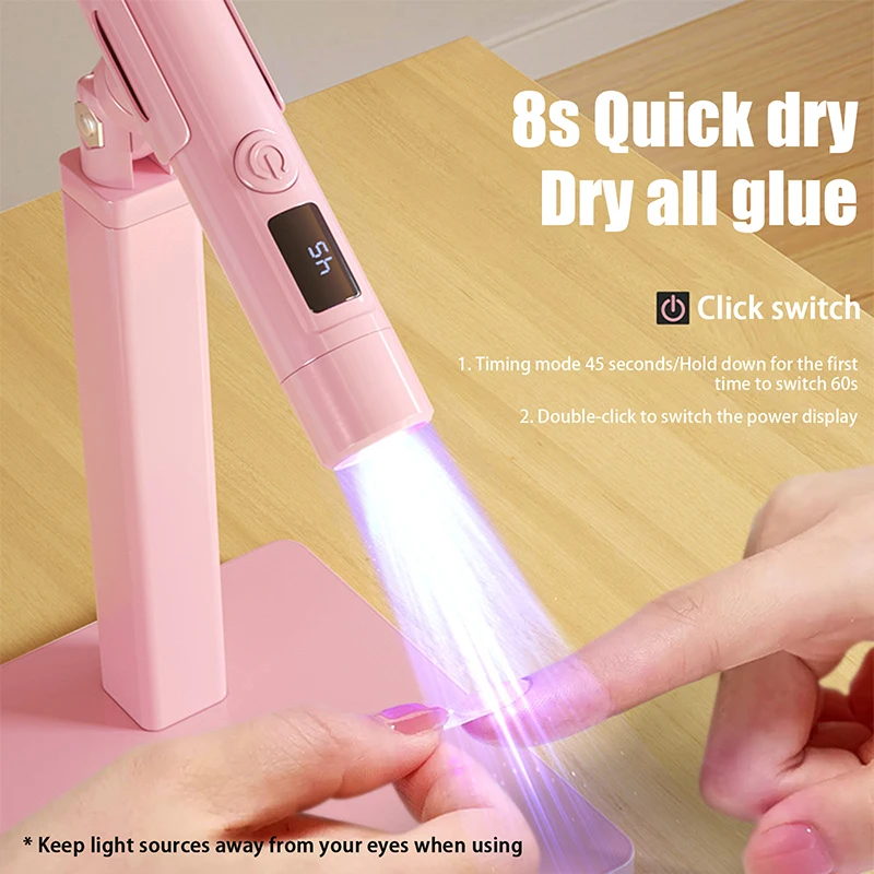 Handheld draagbare mini-nageldroger en ondersteuning voor snelle uitharding voor kleurengel Sneldrogende nail art uithardende gellak nagellijm