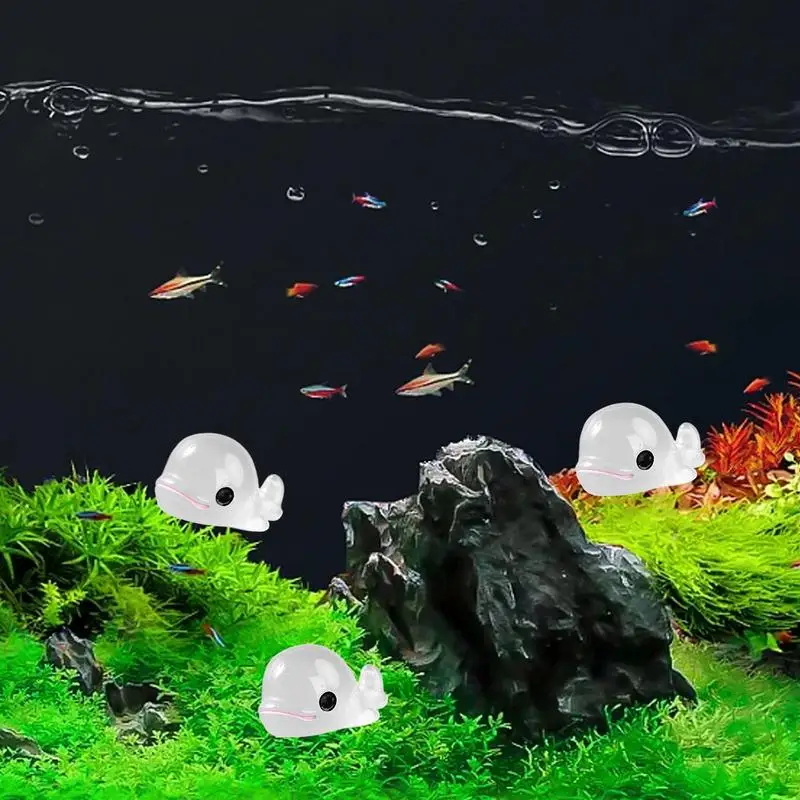 Pequenas estatuetas de golfinho que brilham na noite, animais de resina, estátuas de animais para aquário, acessórios de jardim em miniatura ao ar livre