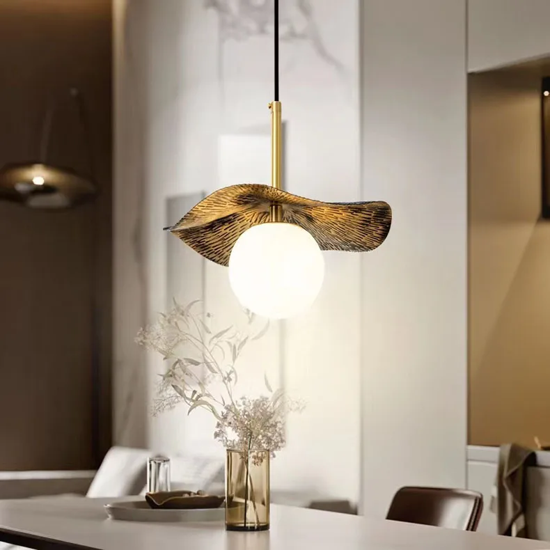 Novelty Copper Bedside Chandelier Natural Marble Ball