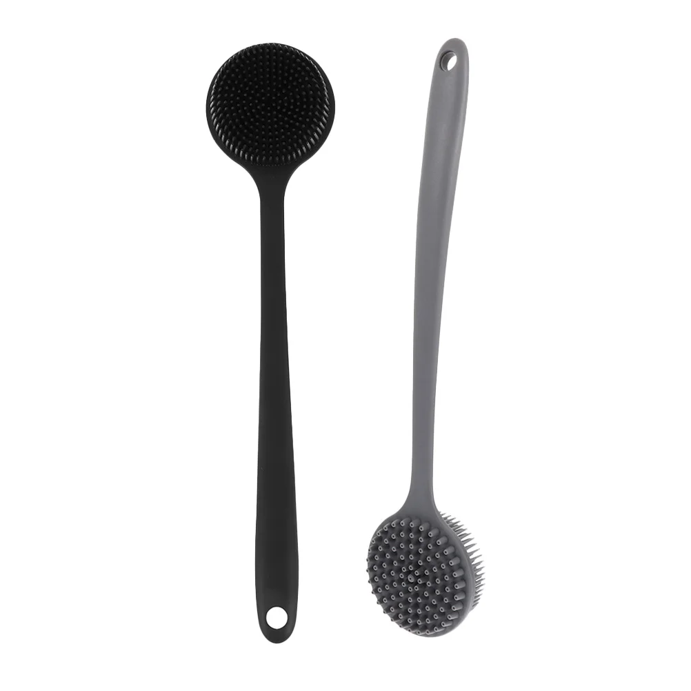 

2Pcs Long Handle Silicone Back Scrubber Bathing Brush Body Cleaning Tool with Hanging Hole for Easy Drying Body Brush