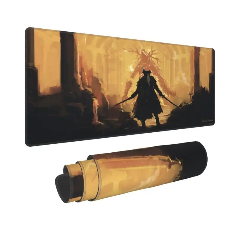 

PC Gamer Rubber Desk Mat Anime Bloodborne Large Mousepad XXL Locking Edge Mousepad Office Non-Slip Keyboard Pads Gifts For Boys